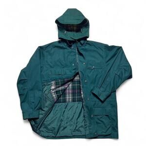 Eddie Bauer 90s Vintage Wool Plaid Lined Mountain Parka Forest Green Jacket XL